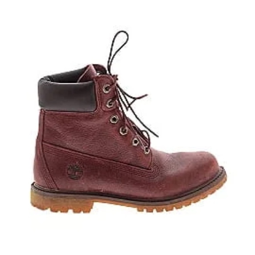 Timberland Burgundy and Yellow Leather Boots